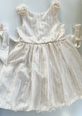Btween Dress Girls 5 Satin Lace White Gold Flower Girl Wedding Tulle Ribbon